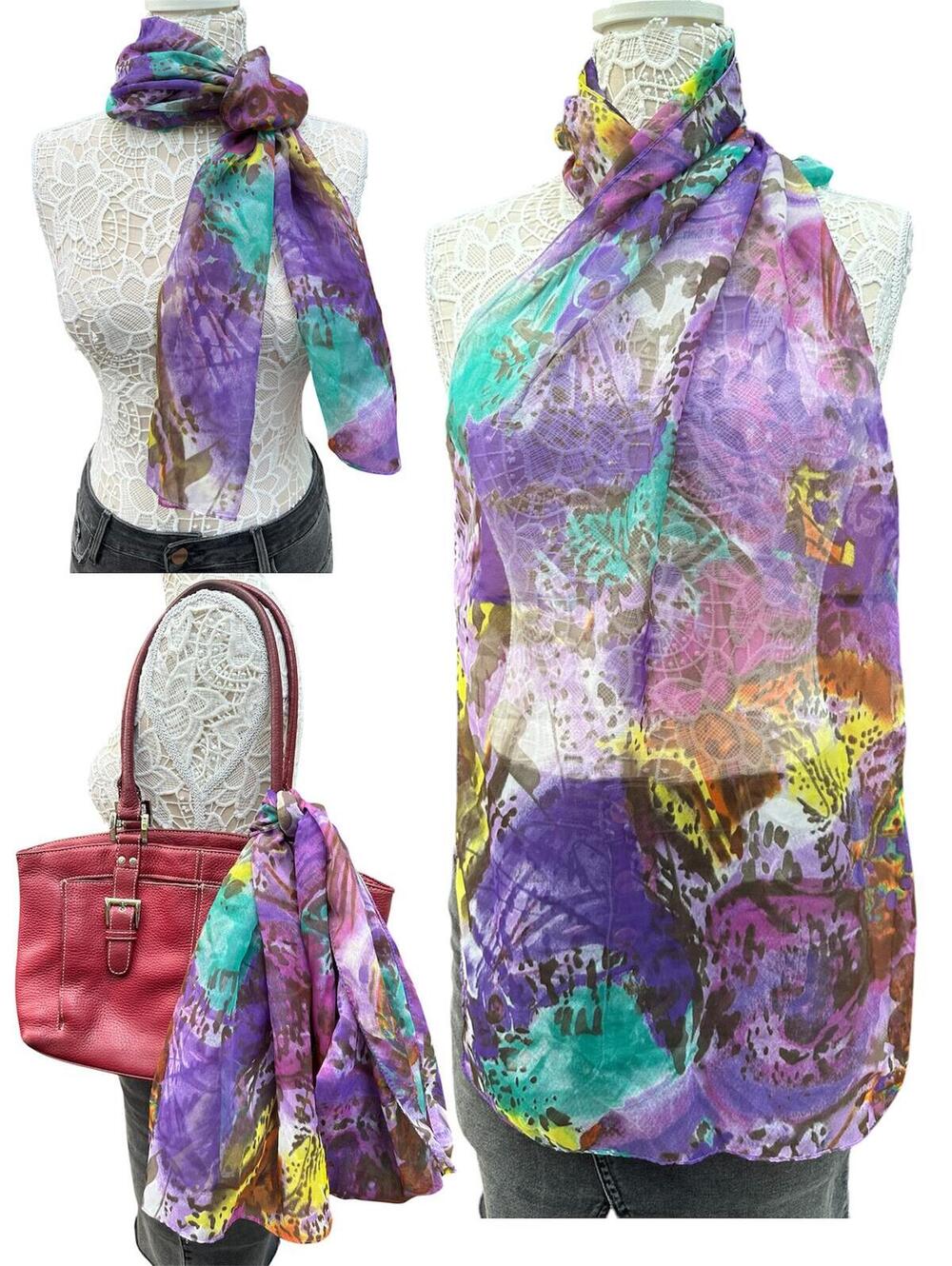 Colorful Sheer Floral‎ Scarf